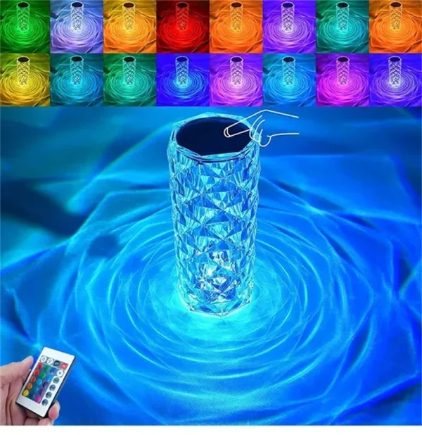 3 16 Colors Crystal Rose Table Lamp Led Rose Light Decoration Remote Control Romantic Diamond Atmosphere 1