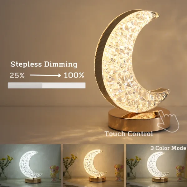 Bedroom Crystal Touch Dimming Night Light Girls Room Home Decor Aesthetics Usb Bedside Led Ambient Table 1