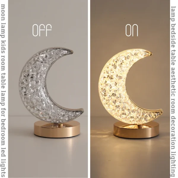 Bedroom Crystal Touch Dimming Night Light Girls Room Home Decor Aesthetics Usb Bedside Led Ambient Table 2