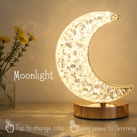 Bedroom Crystal Touch Dimming Night Light Girls Room Home Decor Aesthetics Usb Bedside Led Ambient Table