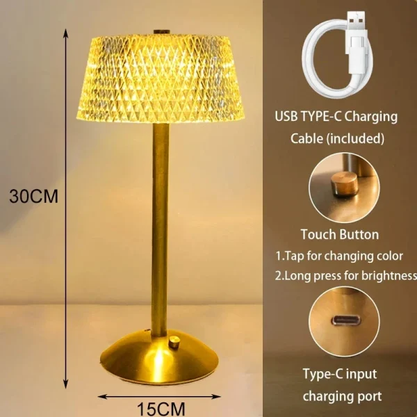 Led Cordless Table Lamp Usb Rechargeable Night Light Touch Dimming Desk Lamp Coffee Bar Hotel Bedroom 1