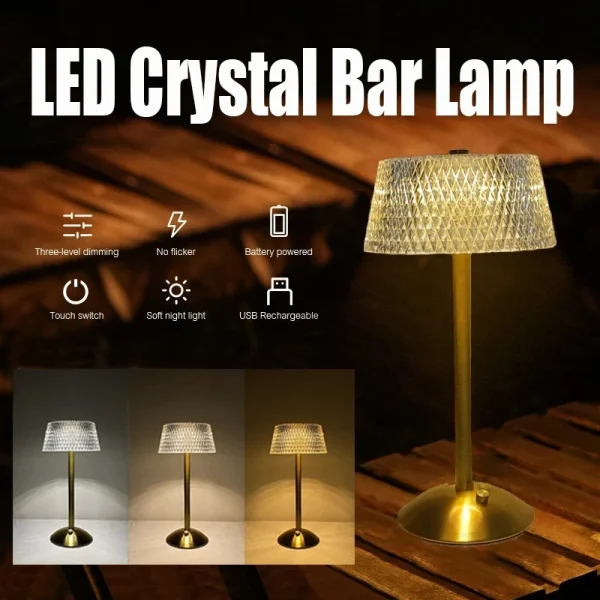 Led Cordless Table Lamp Usb Rechargeable Night Light Touch Dimming Desk Lamp Coffee Bar Hotel Bedroom 2