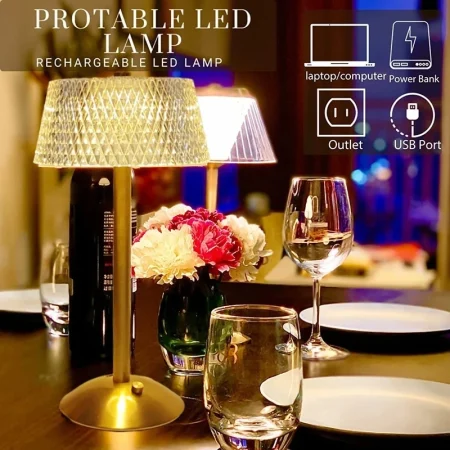 Led Cordless Table Lamp Usb Rechargeable Night Light Touch Dimming Desk Lamp Coffee Bar Hotel Bedroom