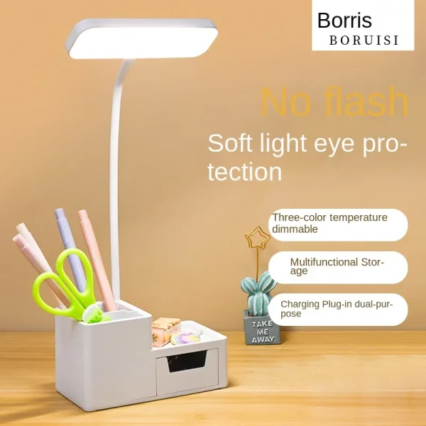 Table Lamp Gift Pen Holder Eye Care Rechargeable Led Night Lamp Bedroom Bedside Reading Lamp Storage 1