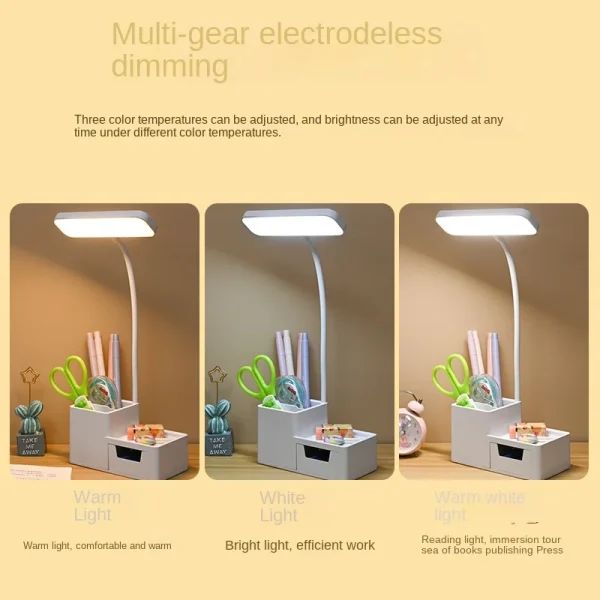 Table Lamp Gift Pen Holder Eye Care Rechargeable Led Night Lamp Bedroom Bedside Reading Lamp Storage 3