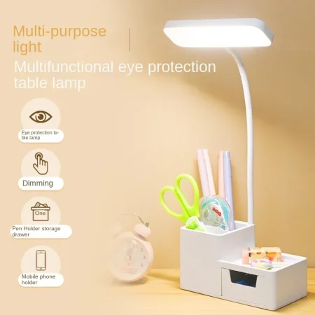 Table Lamp Gift Pen Holder Eye Care Rechargeable Led Night Lamp Bedroom Bedside Reading Lamp Storage