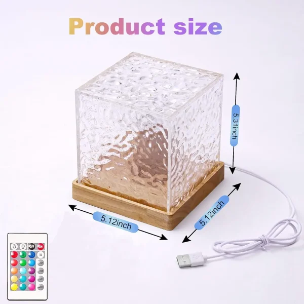 3 16 Colors Dynamic Rotating Water Ripple Projector Night Light Flame Crystal Lamp For Living Room 2