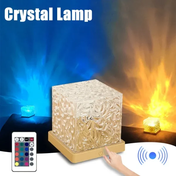 3 16 Colors Dynamic Rotating Water Ripple Projector Night Light Flame Crystal Lamp For Living Room 3