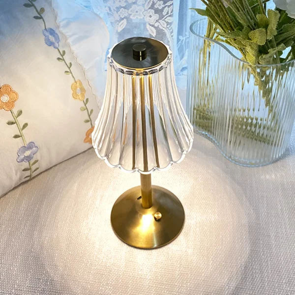 Acrylic Atmosphere Lamp Rechargeable Touch Control Cordless Desk Lamp 3 Colors Dimmable Crystal Table Lamp For 3