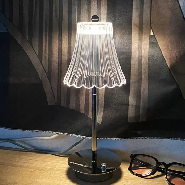Acrylic Atmosphere Lamp Rechargeable Touch Control Cordless Desk Lamp 3 Colors Dimmable Crystal Table Lamp For 4