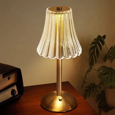 Acrylic Atmosphere Lamp Rechargeable Touch Control Cordless Desk Lamp 3 Colors Dimmable Crystal Table Lamp For