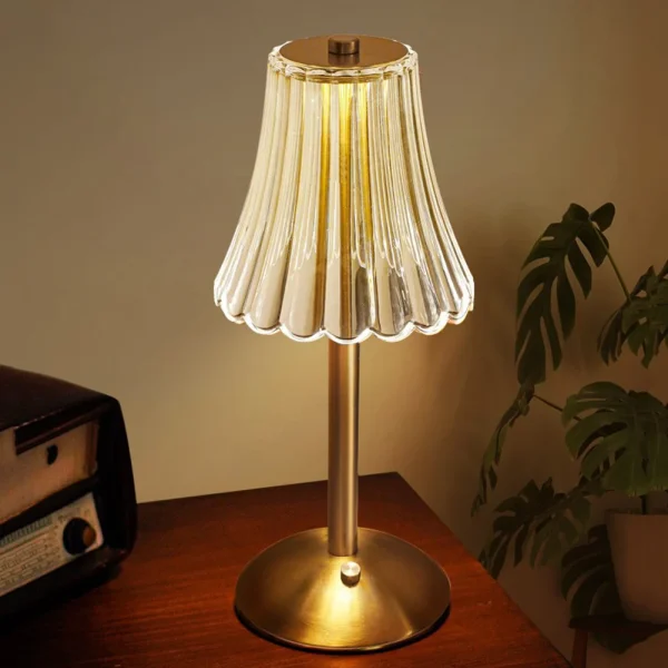 Acrylic Atmosphere Lamp Rechargeable Touch Control Cordless Desk Lamp 3 Colors Dimmable Crystal Table Lamp For