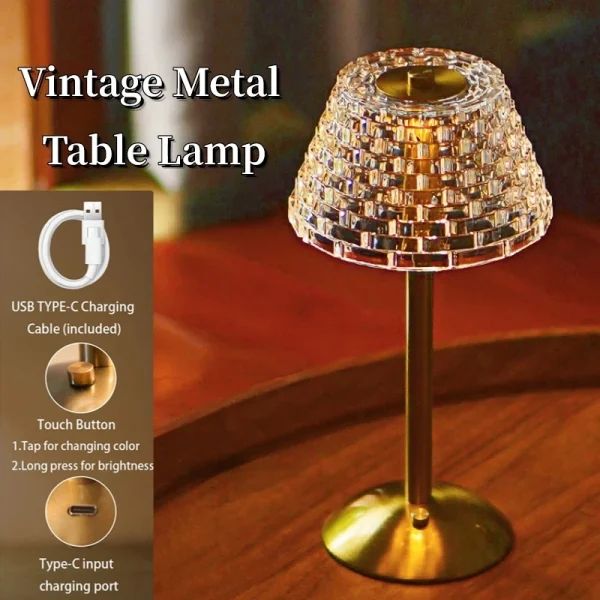 Nordic Crystal Table Lamp Touch Dimming Desk Lamp Usb Rechargeable Night Light Coffee Bar Hotel Bedroom 1