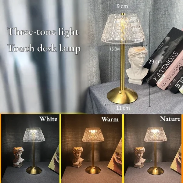 Nordic Crystal Table Lamp Touch Dimming Desk Lamp Usb Rechargeable Night Light Coffee Bar Hotel Bedroom 2