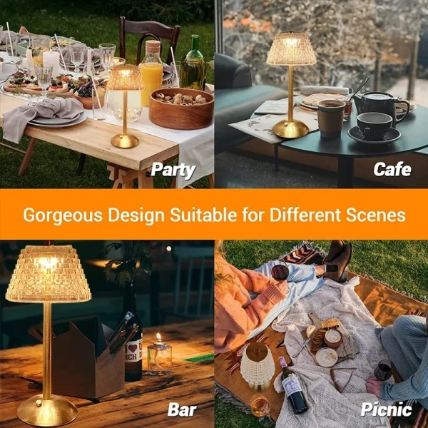 Nordic Crystal Table Lamp Touch Dimming Desk Lamp Usb Rechargeable Night Light Coffee Bar Hotel Bedroom 5
