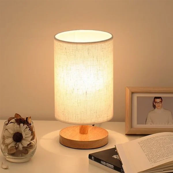 Kf S02fd215fc1514ac98f485ffa3f7a0760c Wooden Table Lamp Usb Powered Bedside Lamp Night Lights Bedroom Atmosphere Light With Cylinder Lamp Shade