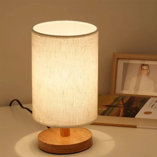 Kf S4fc1d2e68dcb4a619eb8527fd4676758w Wooden Table Lamp Usb Powered Bedside Lamp Night Lights Bedroom Atmosphere Light With Cylinder Lamp Shade