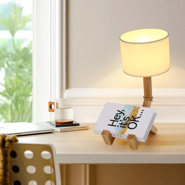 Kf S94c18b5ccd4d4227a13c2e8035ce6074w Personalized Desk Lamp Adjustable Solid Wood Art Table Lamps Bedroom Bedside Night Lamp