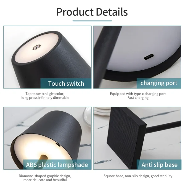Kf Se561270220884b76856a015c9e255f71n Led Desk Light Usb Rechargeable 3 Level Brightness Dimmable Table Decorative Lamp For Living Room Bedroom
