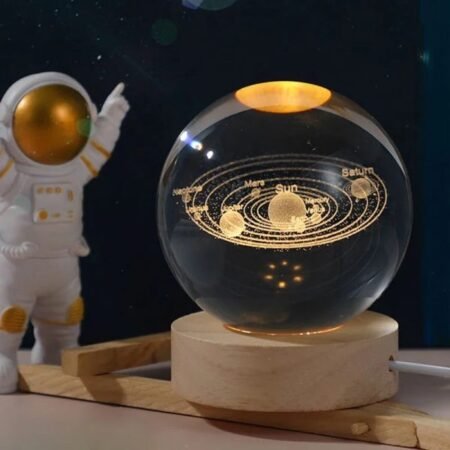 3d Galaxy Solar System Crystal Ball Night Light With Wooden Base For Boys And Girls Random Designs 2 1