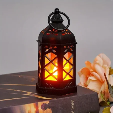 Antique Black Candle Lamp Atmosphere Decoration Creative Gift Hexagonal Wind Lamp Candle Lamp Led Wind Lamp Portable Small Horse Lamp 1